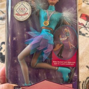 Mattel Barbie Olympic Skater Doll - Teal and Purple